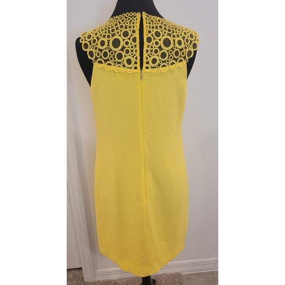 Trina Turk Bliss Embroidered Mesh Shift Dress Yellow Size 6 NWOT Elegant - Picture 4 of 13